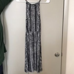 Navy and white ikat print Loft sundress